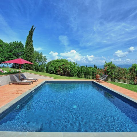 Soak up the sun before cooling off in the private pool