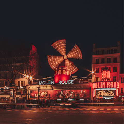 Stroll fifteen minutes to the iconic cabaret club the Moulin Rouge