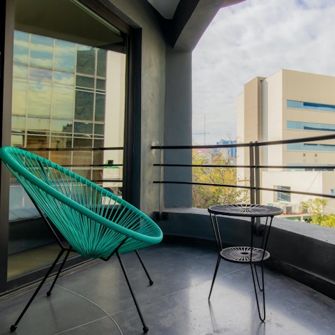 People-watch from the private balcony