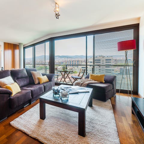 Lap up panoramic views of the city through the enormous bi-fold windows