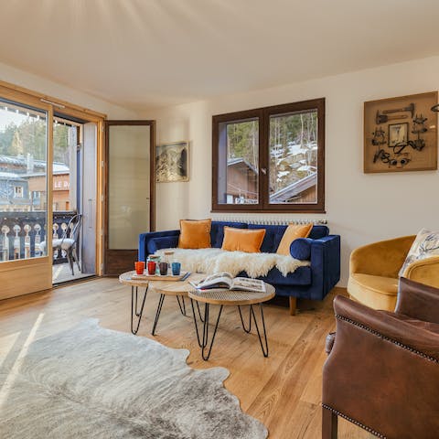 Get cosy in the bright and modern living room