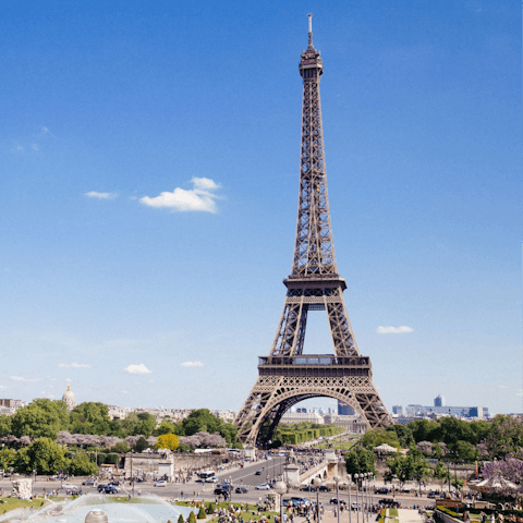 Start your sightseeing around the corner at the Eiffel Tower