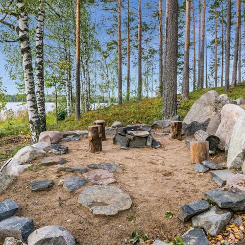 Light up the fire pit and gather the group around the crackling flames