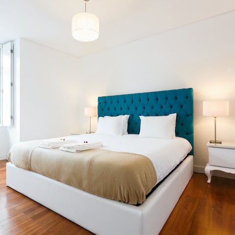 Treat yourself to a long lie-in in your cosy double bed