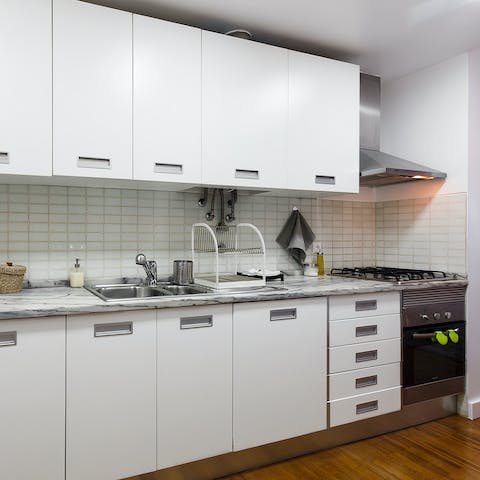 Whip up a bowl of caldo verde in the fully equipped kitchen