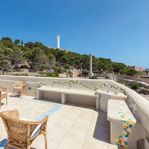 Soak up the rays on the sun-trap of a roof terrace