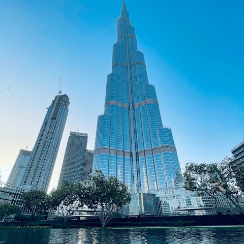 Admire the breathtaking Burj Khalifa, a short drive from your apartment