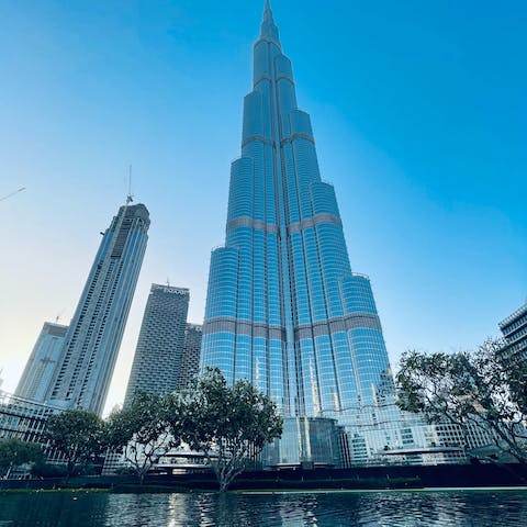 Admire the breathtaking Burj Khalifa, a short drive from your apartment