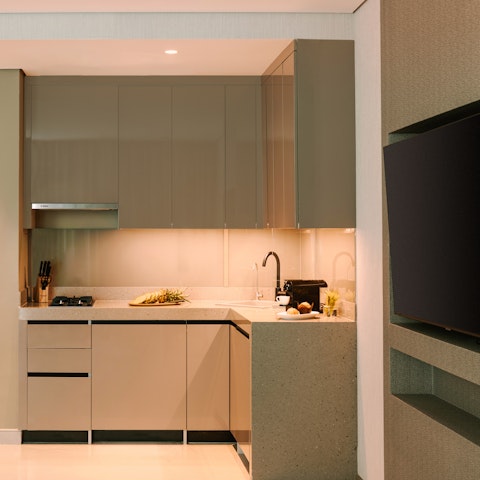 Whip up memorable meals in the sleek and modern kitchen