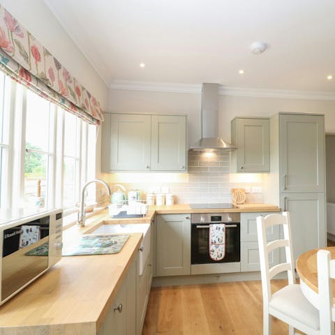 Rustle up a full English breakfast in the country kitchen