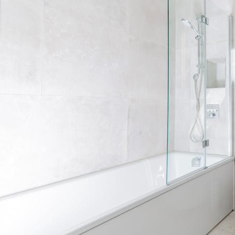 Tend to muscles sore from a long ramble in the home's bathtub