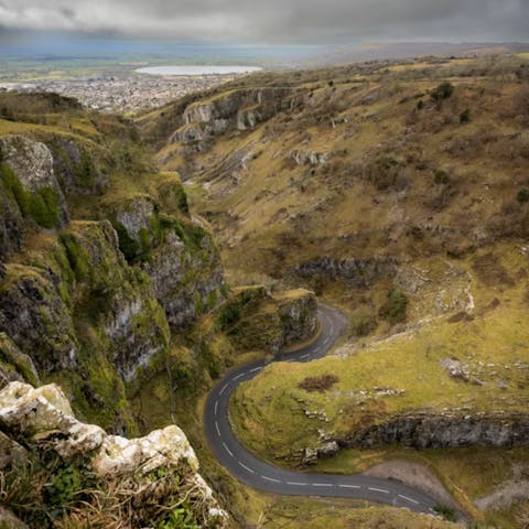 Visit Cheddar Gorge, and the Mendip Hills, both a short drive away