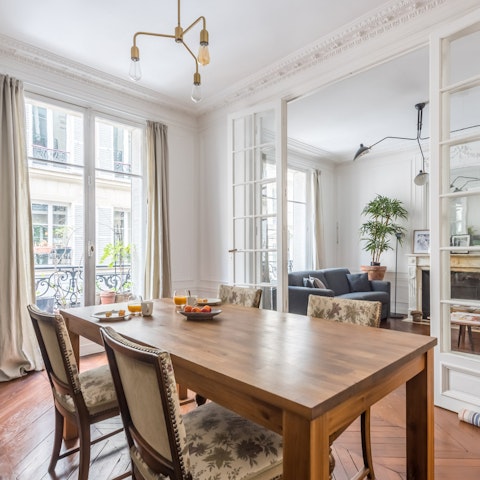 Tuck into a sociable meal in the dining room