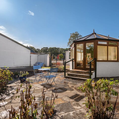 Enjoy a glass of whisky on the patio