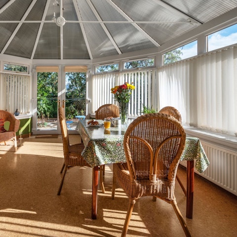 Savour some tattie scones with eggs for breakfast in the conservatory