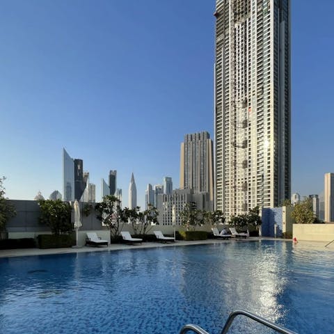 Take a refreshing swim in the communal pool