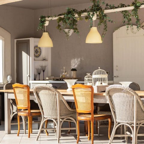 Cook in the summer kitchen and dine alfresco
