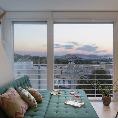 Stretch out on the sofa with a glass of Agiorgitiko