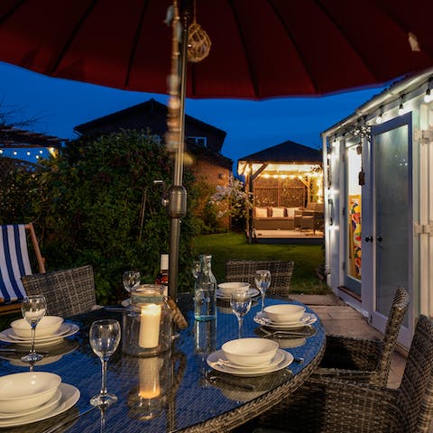 Savour a glass or two of English fizz on the patio