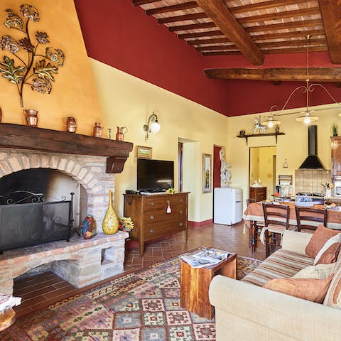Spend cooler evenings snuggled up by the open fireplace