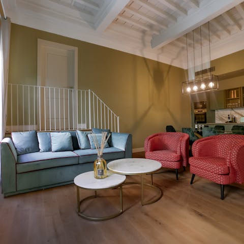 Have a glass of Italian red wine in the open-plan living room