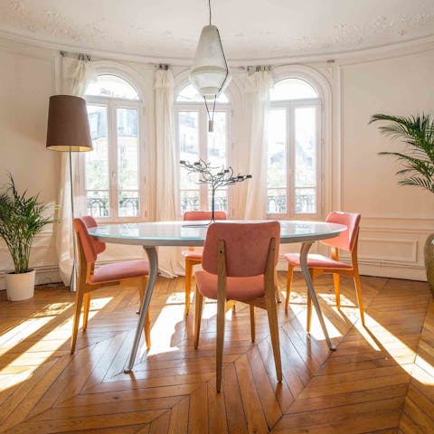 Gather together for a celebratory soirée in the elegant dining room