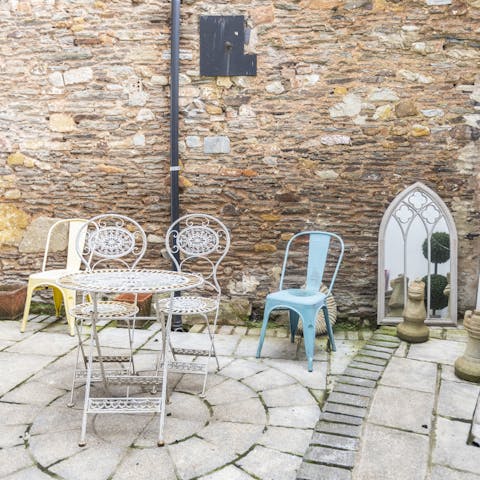 Relax in the stone courtyard