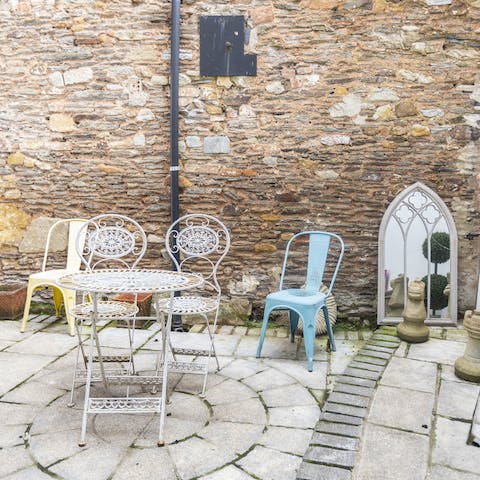 Relax in the stone courtyard