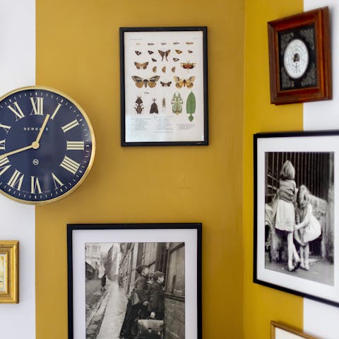 Take in the unique artwork and photography dotted about the apartment