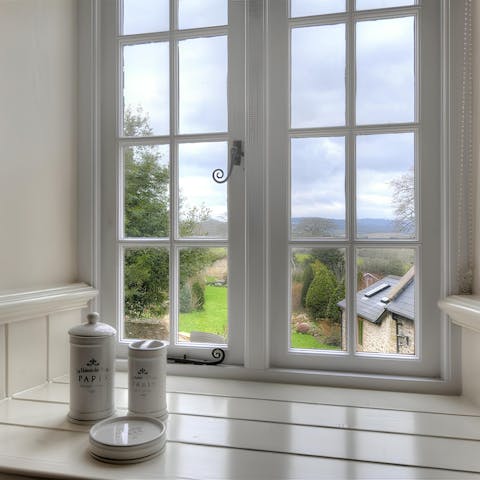 Take in the views over the countryside from the windows