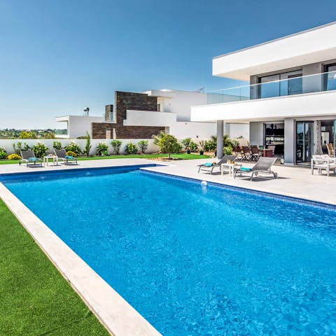 Make a splash in the private swimming pool