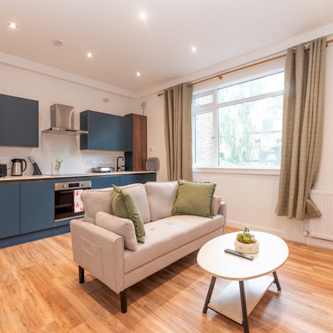 Wind down with drinks at home or wander to a local restaurant