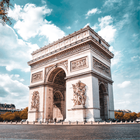 Take a twenty-minute stroll to the Arc de Triomphe and Champs-Élysées