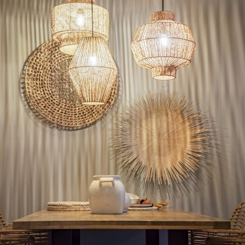 Admire the Southeast Asian inspired descor throughout