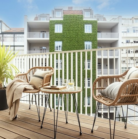 Take a breath of fresh air with your coffee on the balcony