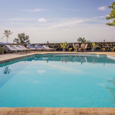 Enjoy a long soak in the private pool