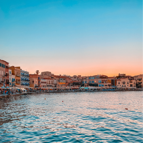 Visit Chania Old Town for souvenir shopping and dinner by the water