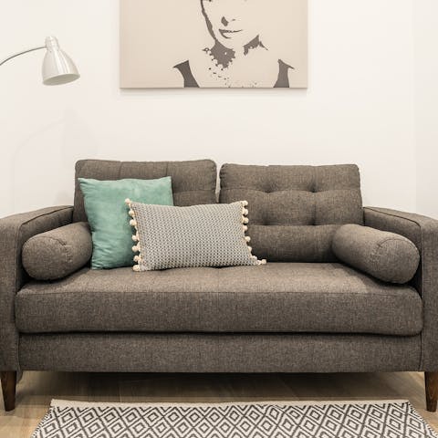 Get cosy in the bright and comfy living area