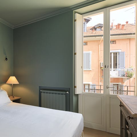 Open up the shutters for views over a quiet courtyard