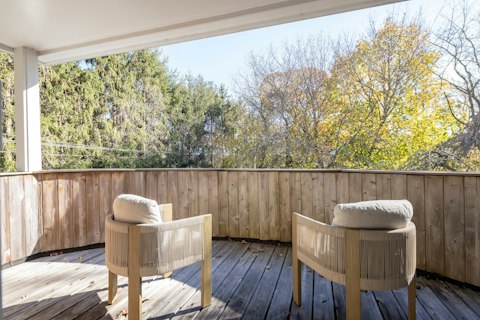 Perch among the treetops on the sheltered timber deck