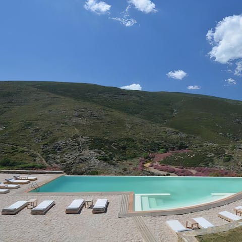 Take a dip in the communal swimming pool 