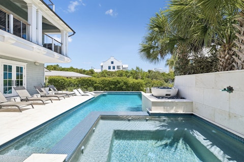 Cool off in the pool then ease into the hot tub