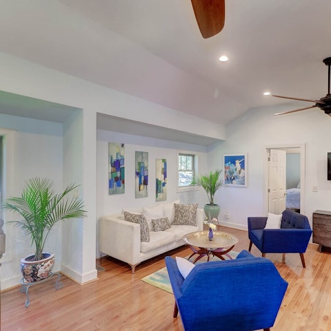 Relax in the stylish seating area