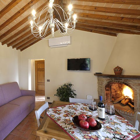 Gather around the open fire when the Tuscan evenings turn cooler