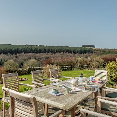 Enjoy glorious views across the North Yorks Moors from the lush garden