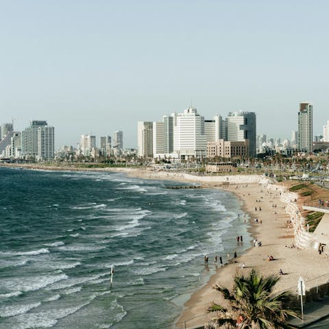 Take a stroll on Jerusalem beach, an eighteen minute walk away