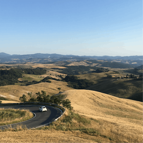 Take the short scenic drive to the majestic town of Volterra