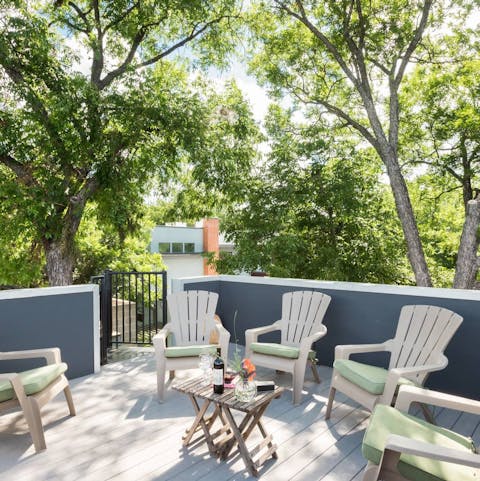 Socialise under the canopy on the shared rooftop terrace