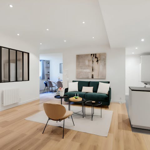 Enjoy a glass of French wine in the open-plan living space