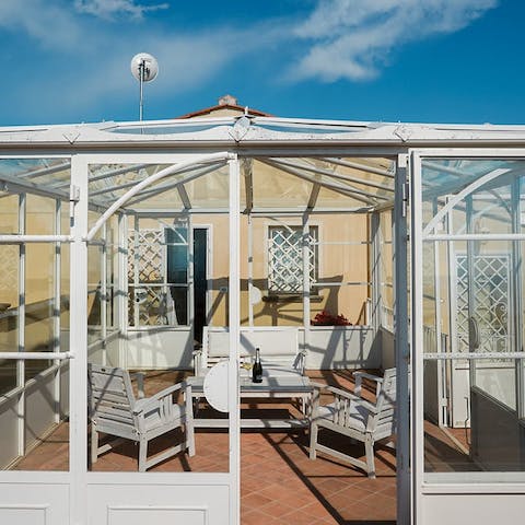 Sit back in the sunroom with a glass of Trebbiano